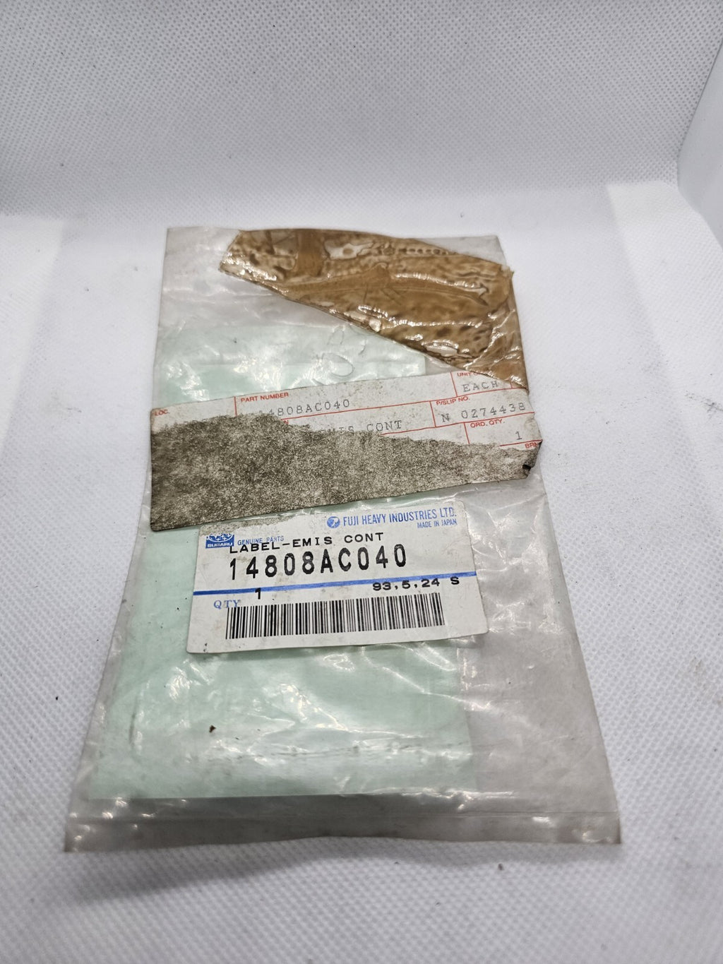 14808AC040 Subaru Genuine Part NOS Engine Tune-Up Sticker