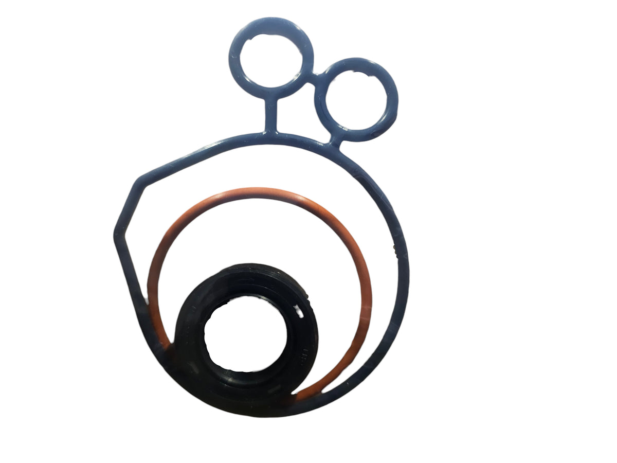 Addicted To Subi oil pump seal kit for Subaru EA82 L-series engines featuring blue, orange, and black rubber gaskets